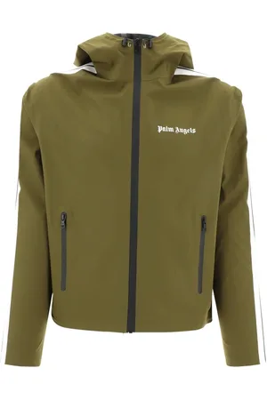 Palm Angels Kurtki, Mężczyzna, Zielony, S, Wodoodporna kurtka z detalem logo