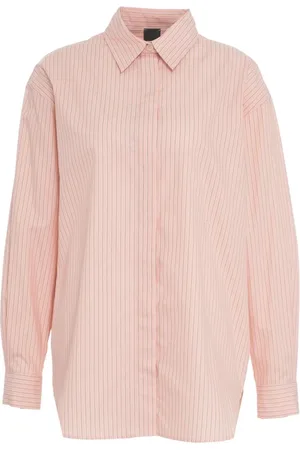 Pinko Bluzki, Kobieta, Różowy, 2XS, Koszula w Paski Oversize Rose Ss 25