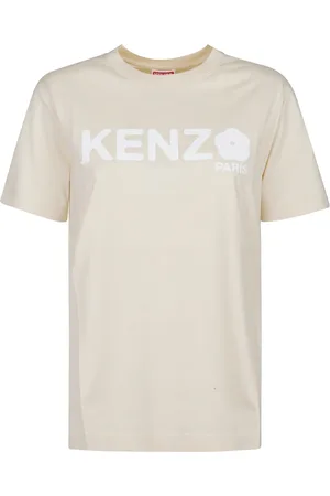 Kenzo Koszulki, Kobieta, Beżowy, S, Luźny T-shirt z kwiatami