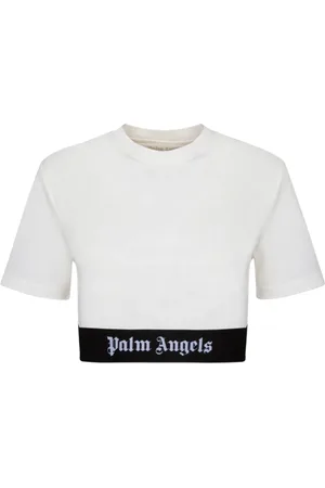 Palm Angels Koszulki, Kobieta, Biały, S, Bawełna, Logo Band T-Shirt