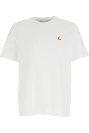 Maison Kitsuné Koszulki, Mężczyzna, Biały, XL, Bawełna, Chillax Fox Patch Regular T-Shirt