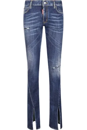 Dsquared2 Jeansy, Kobieta, Niebieski, 2XS, Bawełna, Granatowe dżinsy Icon Trumpet