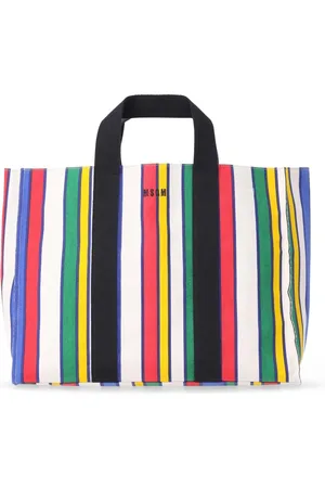 Msgm Torebki, Kobieta, Wielobarwność, ONE SIZE, Bawełna, Pasiasta bawełniana torba typu tote