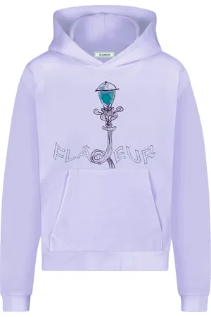 FLÂNEUR Bluzy, Mężczyzna, Fioletowy, L, Fioletowy Sweter z Grafiką Lampionu