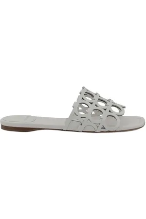 Salvatore Ferragamo Buty, Kobieta, Biały, 38 EU, Sandały z Kwadratowym Nosem i Wzorem Gancini