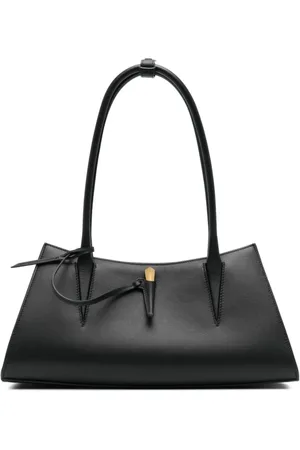 MUGLER Torebki, Kobieta, Czarny, ONE SIZE, Skóra, Czarna Torba Tote Zapinana na Klamrę