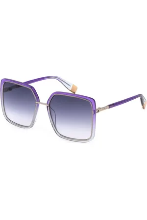 Furla Akcesoria, Kobieta, Żółty, ONE SIZE, Złote Metalowe Okulary Przeciwsłoneczne