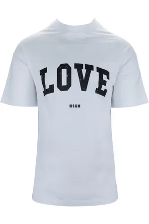 Msgm Koszulki, Mężczyzna, Biały, S, Bawełna, Bawełniana koszulka T-Shirt z nadrukiem Love