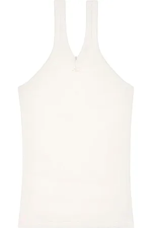 Courrèges Koszulki, Kobieta, Biały, S, Bawełna, Top z Prążkowanej Dzianiny Criss Cross 90