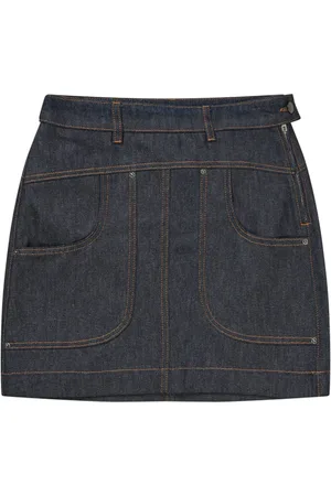 Munthe Spódnice, Kobieta, Niebieski, S, Denim, Spódnica jeansowa z dużymi kieszeniami