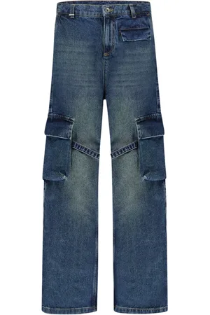 FLÂNEUR Jeansy, Mężczyzna, Niebieski, L, Denim, Ciemnoniebieskie Spodnie Cargo z Kieszenią na Telefon