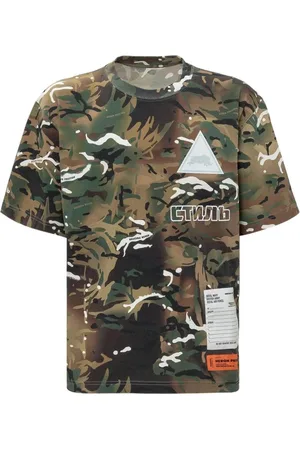 Heron Preston Koszulki, Mężczyzna, Zielony, M, Bawełna, Koszulka T-shirt z kamuflażem z okrągłym dekoltem