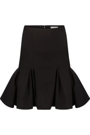 Nina Ricci Spódnice, Kobieta, Czarny, M, Wełna, Wełniana spódnica midi z baskinką