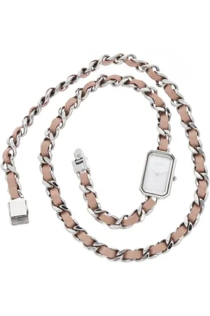 CHANEL Akcesoria, Kobieta, Beżowy, ONE SIZE, Skóra, Elegancki zegarek kwarcowy z tarczą z masy perłowej
