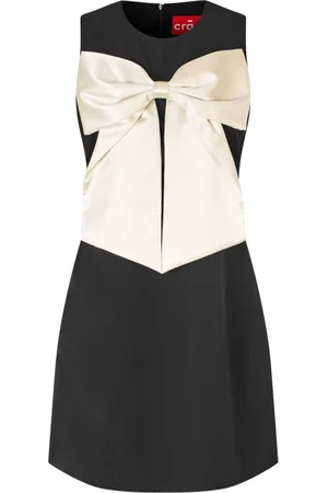 Crās Sukienki, Kobieta, Czarny, XS, Bow Dress
