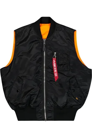 Alpha Industries Kurtki, Mężczyzna, Czarny, M, Klasyczna Kamizelka Stylu Ma-1 w Kolorze Czarnym