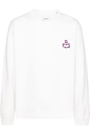 Isabel Marant Bluzy, Mężczyzna, Biały, M, Bluza z haftowanym logo z teksturą dżerseju