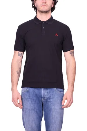 Peuterey Koszulki, Mężczyzna, Czarny, L, Czarna Koszulka Polo z Haftowanym Logo