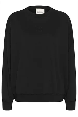 My Essential Wardrobe Bluzy, Kobieta, Czarny, 2XL, Bawełna, Bluza z haftowanym logo