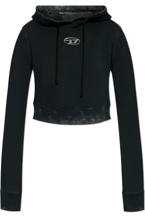 Diesel Bluzy, Kobieta, Czarny, S, Bawełna, Cropped Hoodie F-Slimmy-Hood-P5