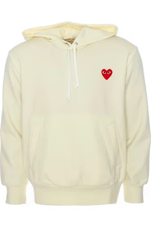 Comme des Garçons Bluzy, Mężczyzna, Beżowy, M, Bawełna, Bluza z kapturem i naszywką z logo
