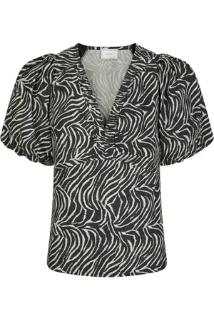Neo Noir Bluzki, Kobieta, Czarny, S, Bawełna, Irina Zebra Blouse