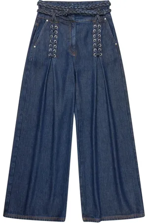 Munthe Jeansy, Kobieta, Niebieski, S, Denim, Jeansyy z szerokimi nogawkami i wysokim stanem