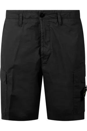 Stone Island Szorty, Mężczyzna, Czarny, W30, Bawełna, Krótkie Spodnie Cargo z Wieloma Kieszeniami