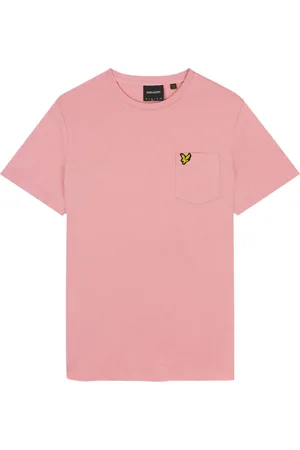 Lyle & Scott Koszulki, Mężczyzna, Różowy, L, Bawełna, Koszulka T-Shirt z Kontrastową Kieszenią
