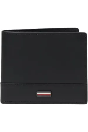 Tommy Hilfiger Akcesoria, Mężczyzna, Czarny, ONE SIZE, Elegancki Portfel Skórzany z Kieszonką na Monety