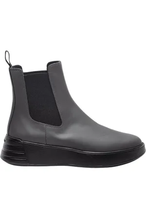 Hogan Buty, Kobieta, Szary, 36 EU, Skóra, Futurystyczne botki ze gumowanej skóry