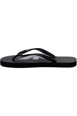 Emporio Armani Buty, Mężczyzna, Czarny, 38 EU, Czarne Klapki z Logo EA