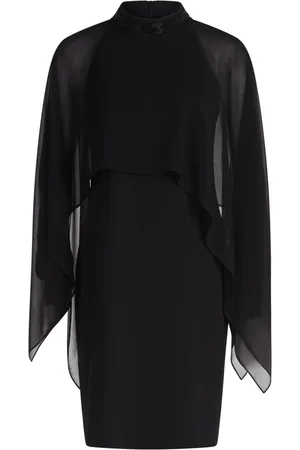 Vera Mont Sukienki, Kobieta, Czarny, S, Elegancka Sukienka Koktajlowa z Kołnierzykiem