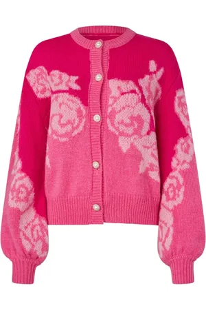 Crās Swetry, Kobieta, Różowy, S, Nylon, Rose Cardigan
