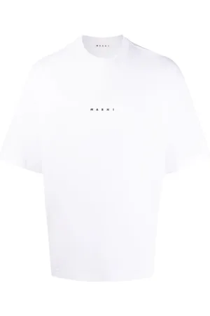 Marni Koszulki, Mężczyzna, Biały, XL, Bawełna, Bawełniany T-shirt z Nadrukowanym Logo