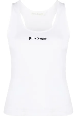 Palm Angels Koszulki, Kobieta, Biały, S, Bawełna, Koszulka Racerback Scoopeck