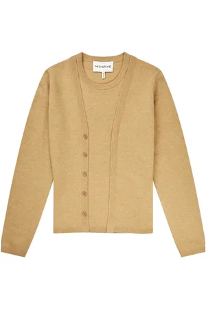 Munthe Swetry, Kobieta, brązowy, 2XS, Wełna, Elegancki sweter z detalami z guzików