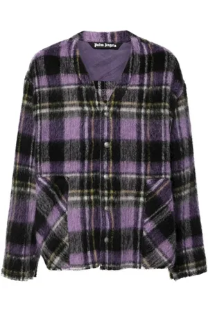 Palm Angels Swetry, Mężczyzna, Fioletowy, S, Wełna, Overshirt Cardigan