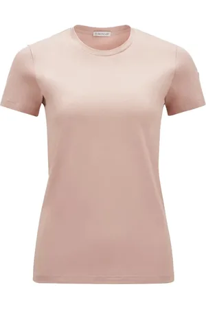 Moncler Koszulki, Kobieta, Różowy, XS, Klasyczny Różowy T-shirt Slim Fit