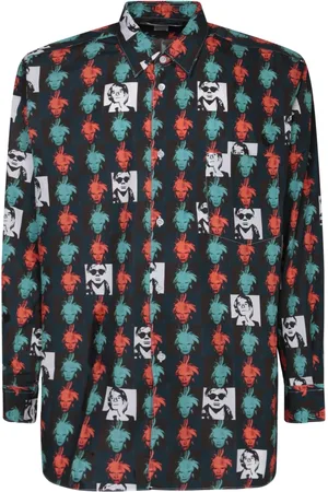 Comme des Garçons Koszule, Mężczyzna, Wielobarwność, M, Bawełna, Bawełniana koszula w zielony wzór na całej powierzchni