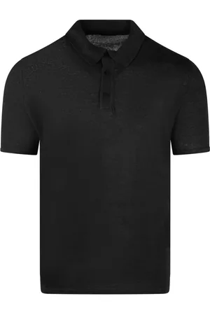 Roberto Collina Koszulki, Mężczyzna, Czarny, L, Klasyczny Polo z Lnu