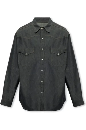 Maison Margiela Koszule, Mężczyzna, Niebieski, L, Denim, Denimowa koszula Western