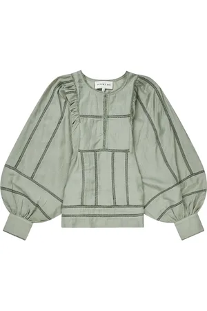 Munthe Bluzki, Kobieta, Zielony, M, Elegancka zielona bluzka z transparentnymi detalami