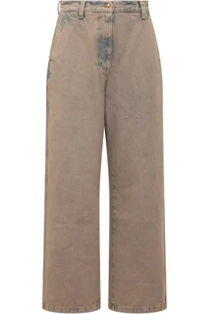Palm Angels Jeansy, Kobieta, Różowy, W25, Bawełna, Jeansyy z efektem sprania i haftowanym logo