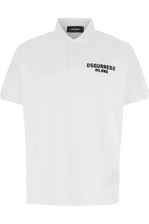Dsquared2 Koszulki, Mężczyzna, Biały, L, Bawełna, Biała koszulka polo z haftowanym logo