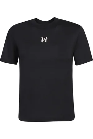 Palm Angels Koszulki, Kobieta, Czarny, XS, Bawełna, Czarny T-shirt z okrągłym dekoltem