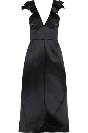 Jil Sander Sukienki, Kobieta, Czarny, M, Sukienka Midi z Satyny i Kokardami