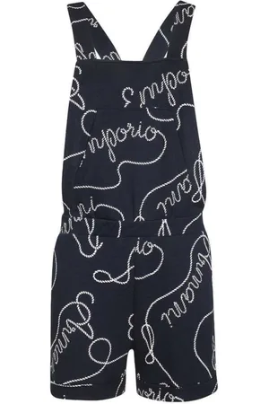 Emporio Armani Kombinezony, Kobieta, Niebieski, L, Bawełna, Niebieski kombinezon z logo