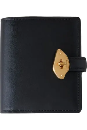 MULBERRY Akcesoria, Mężczyzna, Czarny, ONE SIZE, Skóra, Kompaktowy Portfel Czarna Skóra Lana