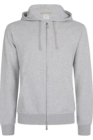 ELEVENTY Bluzy, Mężczyzna, Szary, S, Kaszmir, Bluza z kapturem z bawełny, kaszmiru i jedwabiu
